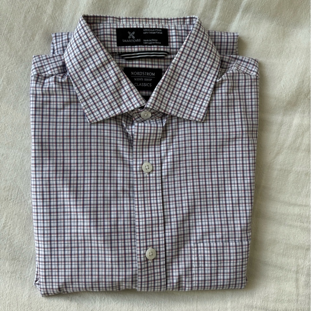 Nordstrom Men's Shop Classics Wrinkle-Free Shirt - Blue and Red